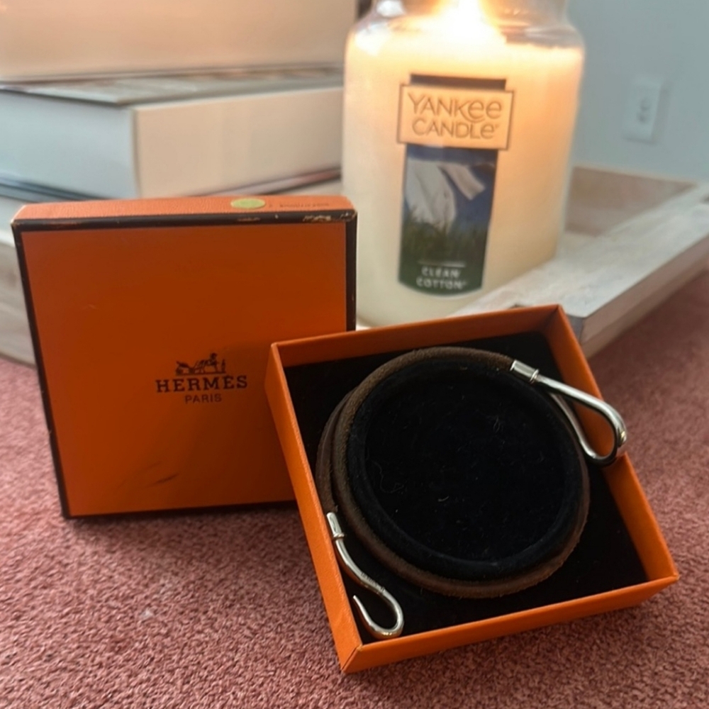 Hermes Double Wrap Bracelet Leather Bracelet/ Choker